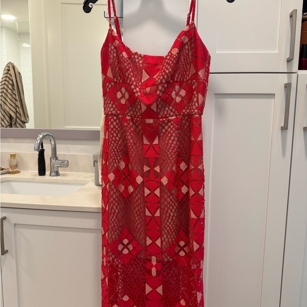 BCBGMaxAzria Red Textured Dress